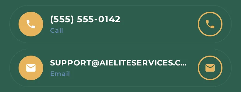 Call and email rows on the demo card