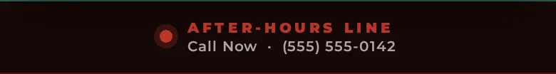 After-hours line strip with a call link on the demo card